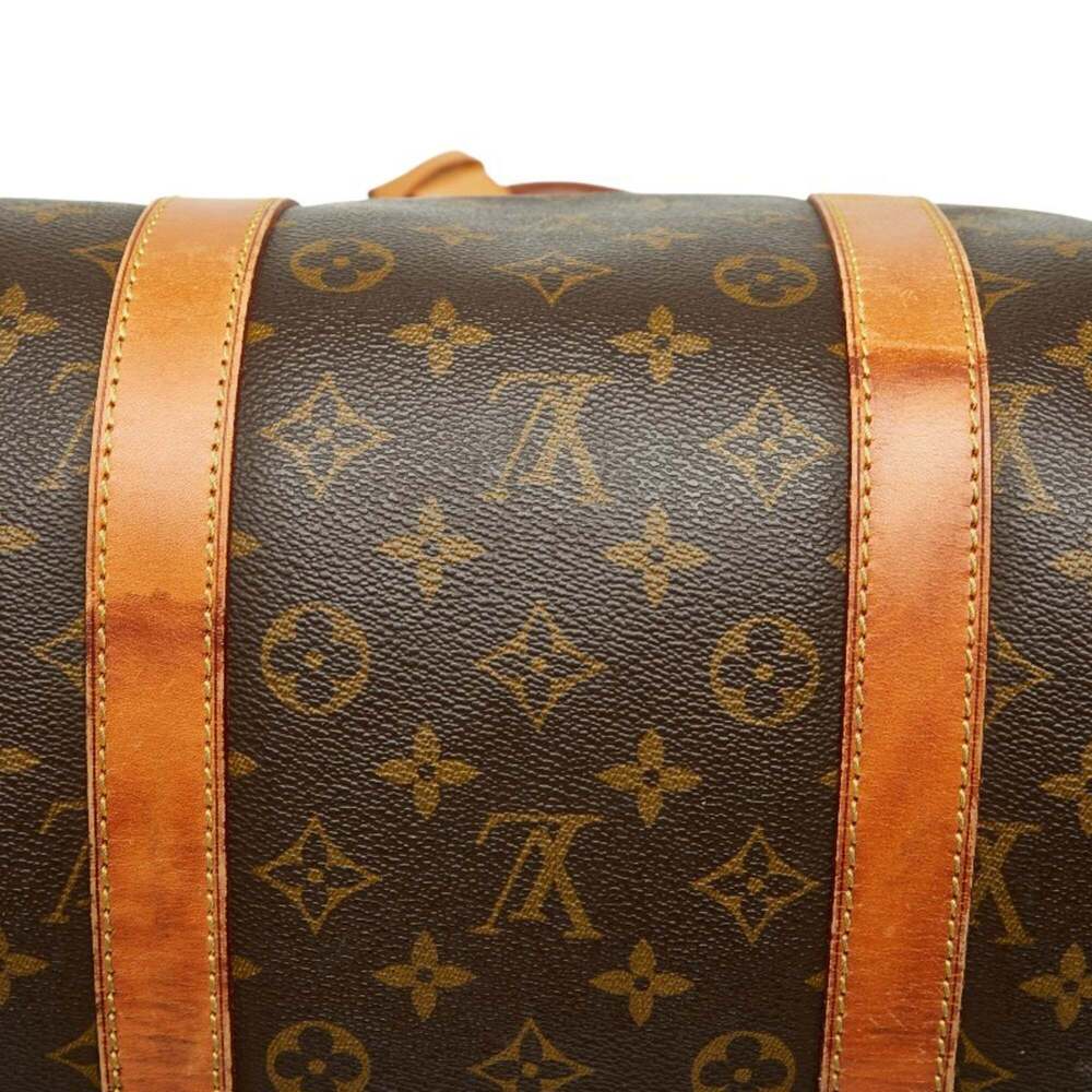 LOUIS VUITTON Authentic Brown Monogram Leather Keepall 55 Boston Bag - Picture 8 of 14